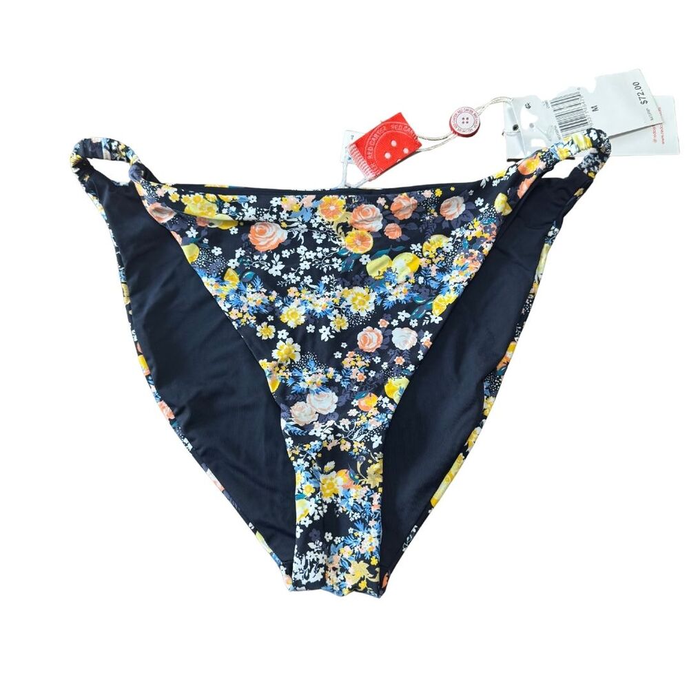 RED CARTER High Cut Navy Floral Bikini Swim Bathing Suit Bottom NWT Medium